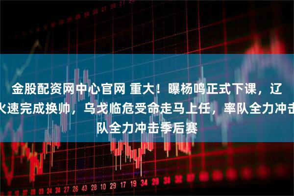 金股配资网中心官网 重大！曝杨鸣正式下课，辽宁男篮火速完成换帅，乌戈临危受命走马上任，率队全力冲击季后赛